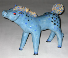 Star Pony, hand built slab construction ceramic, 14”x12”